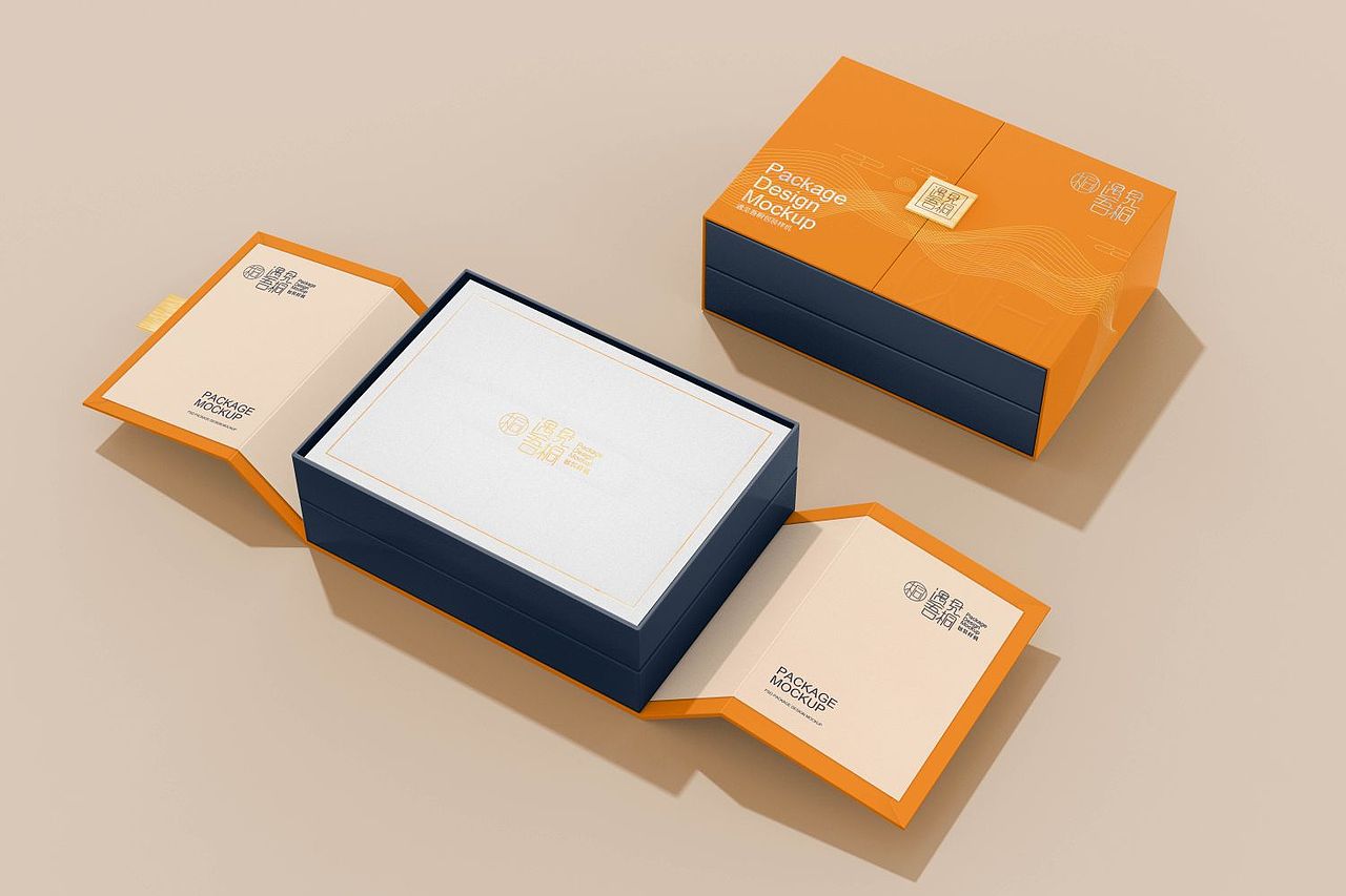 原创样机书型盒包装样机中国风礼盒样机_遇见吾桐-站酷zcool