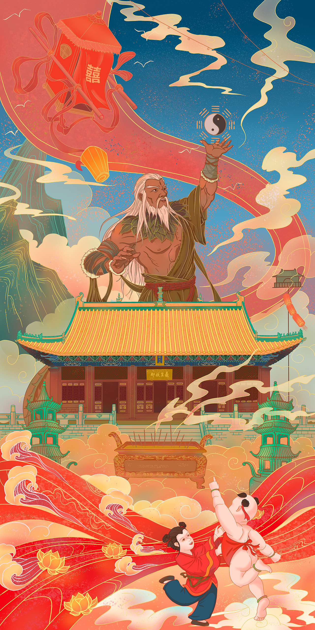 以酒祭祖河南博物院定制插画