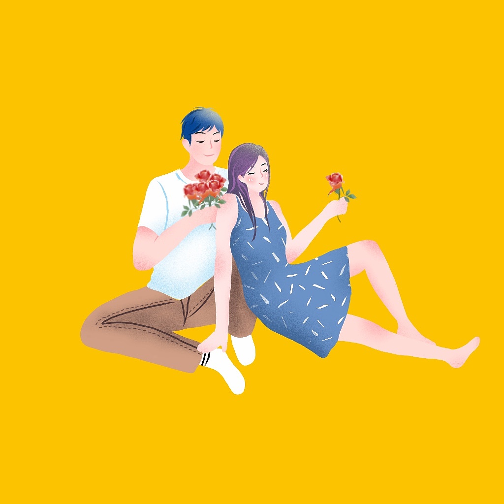 情侣人物插画手绘