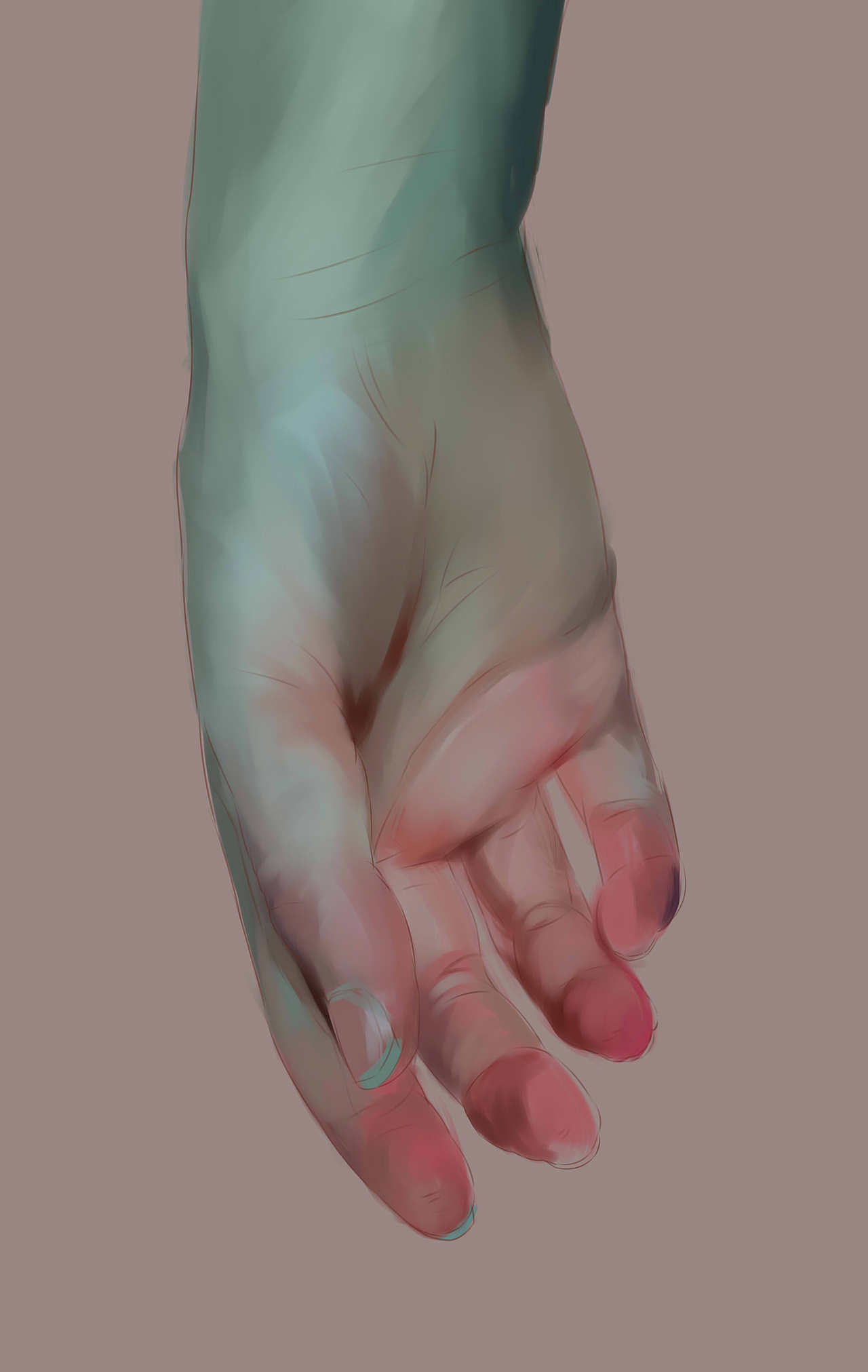 继续画手部厚涂