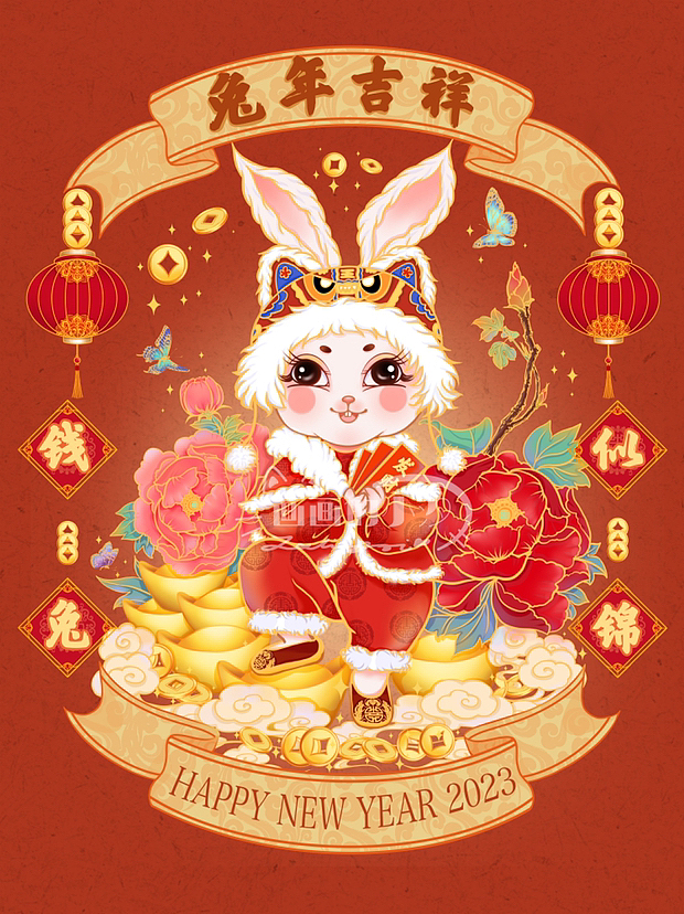 《福兔迎春》系列兔年插画（图ZMzI1OTU1MTc2） - 商业插画 - 站酷设计师雨汐_lz原创素材 - 站酷ZCOOL