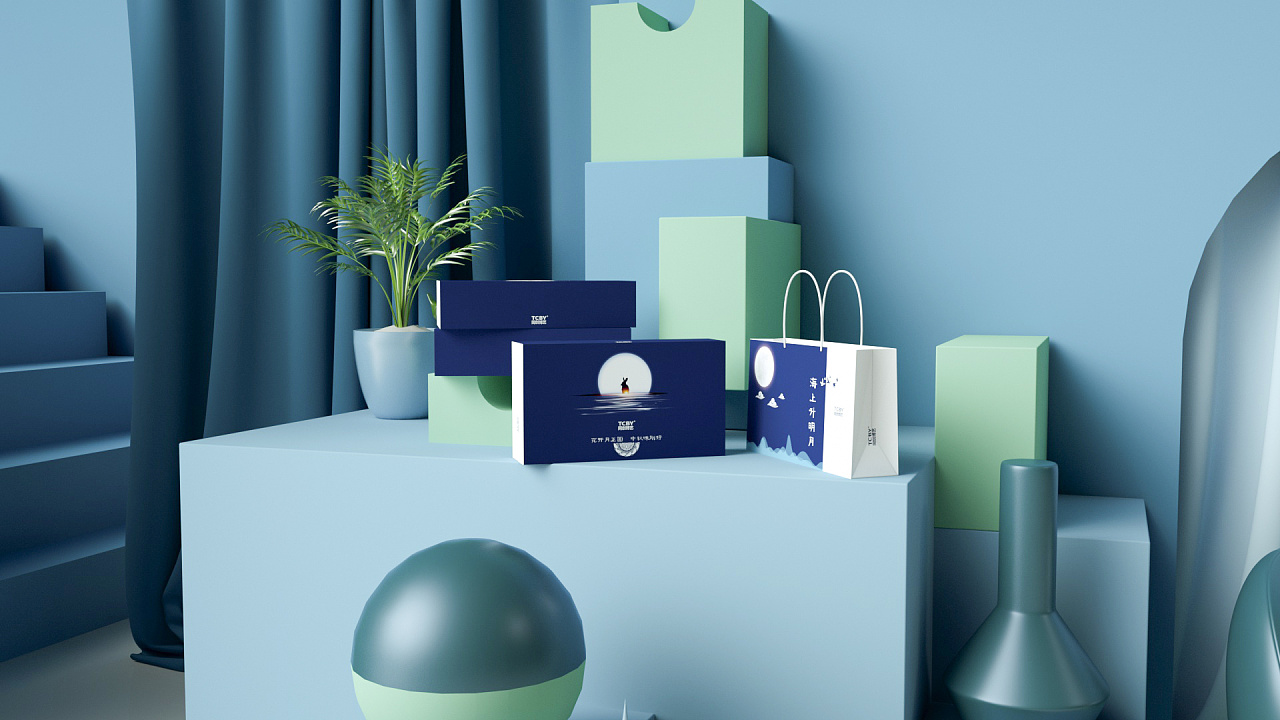 c4d-一些中秋礼盒设计