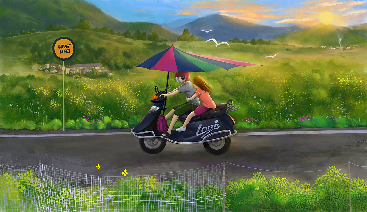 简单的小确幸*放学路上（图ZMTY2NDU3NjAw） - 创作习作 - 站酷设计师simpro原创素材 - 站酷ZCOOL