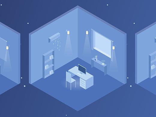 智能家居App UI界面设计 后台控制系统界面2.5d场景