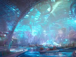 #AI创作实验室#海下的亚特兰蒂斯水晶宫浅蓝色