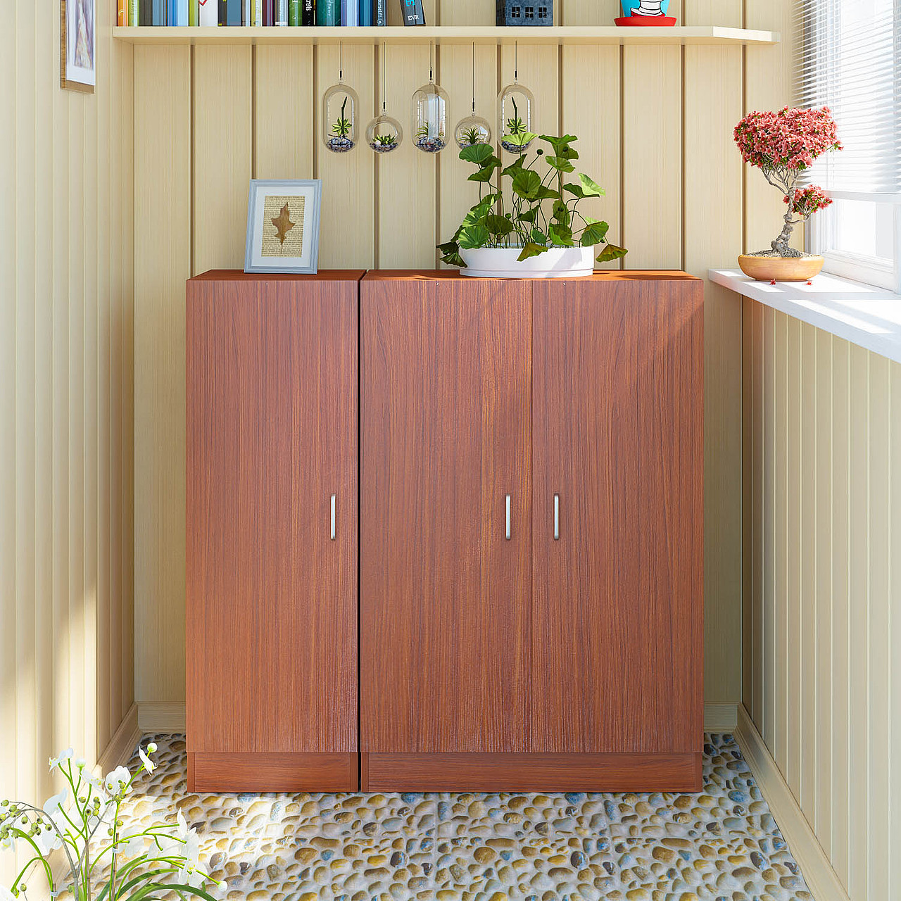 简约的柜子,放在阳台