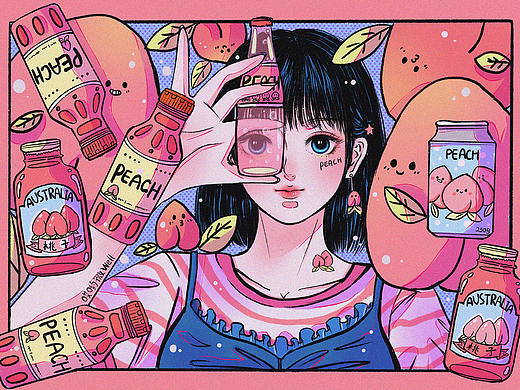 元气少女夏日水果女孩系列插画