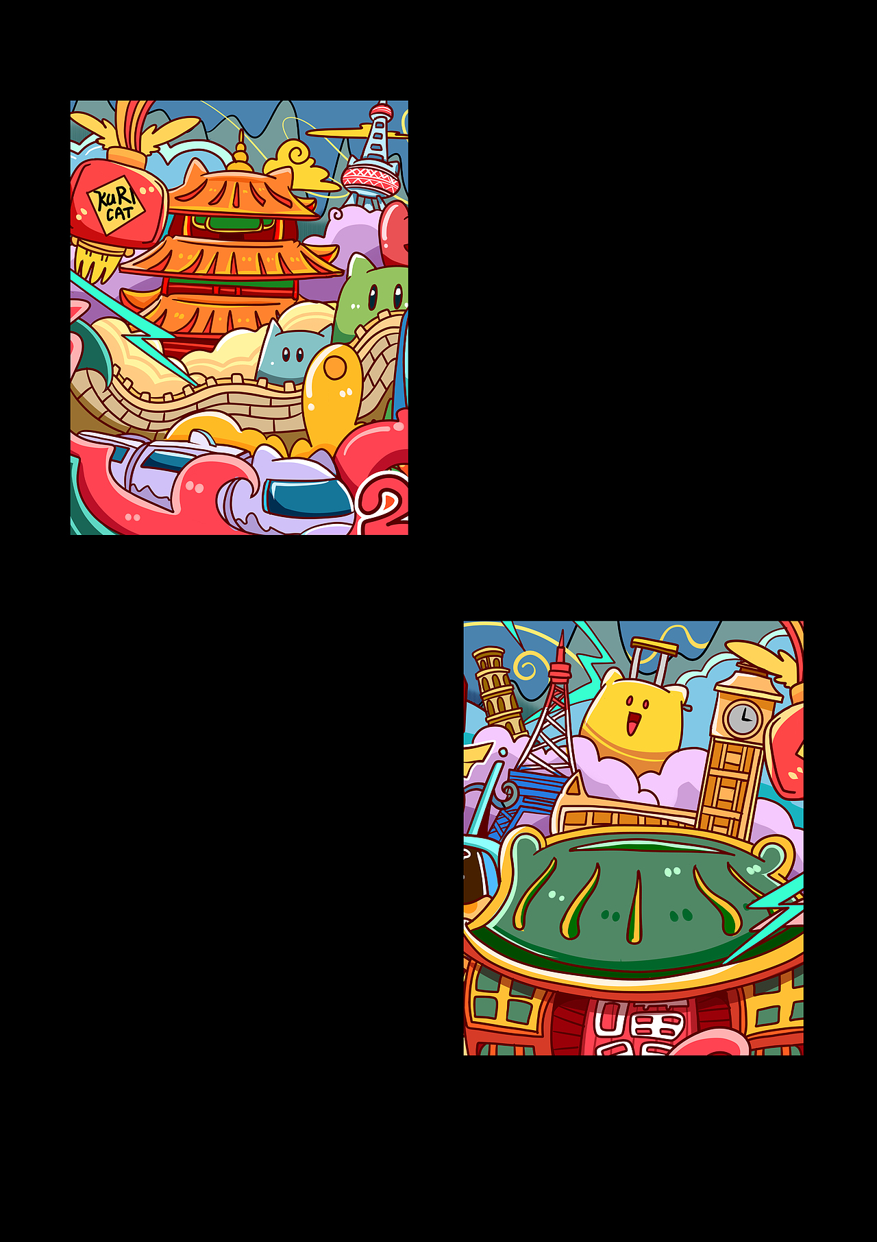 KURI猫的元宇宙旅行｜打开ULED去旅行（图ZMjg1NDUxMTg0） - 海报 - 站酷设计师插画师kuki原创素材 - 站酷ZCOOL