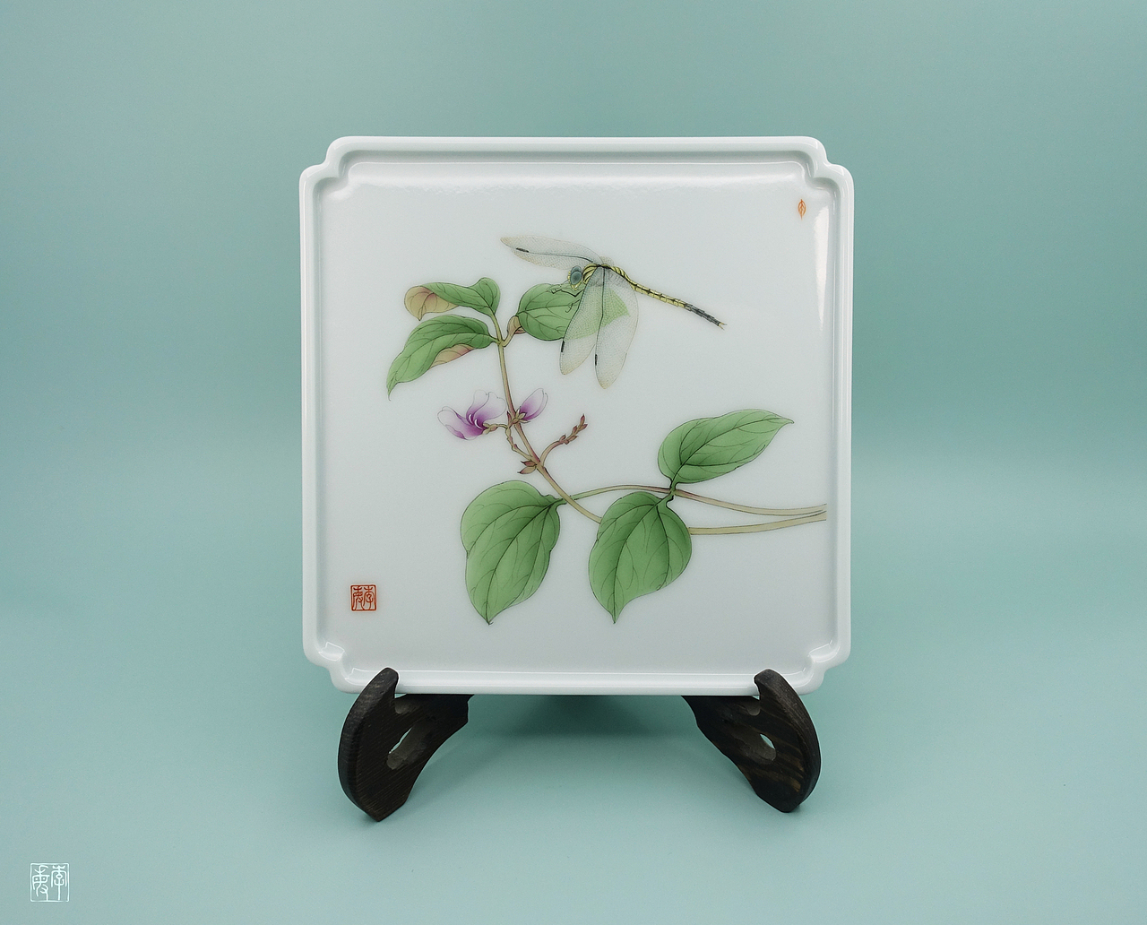 《豆花蜻蜓图》茶盘