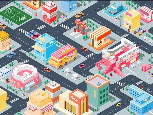 2.5D城市插画