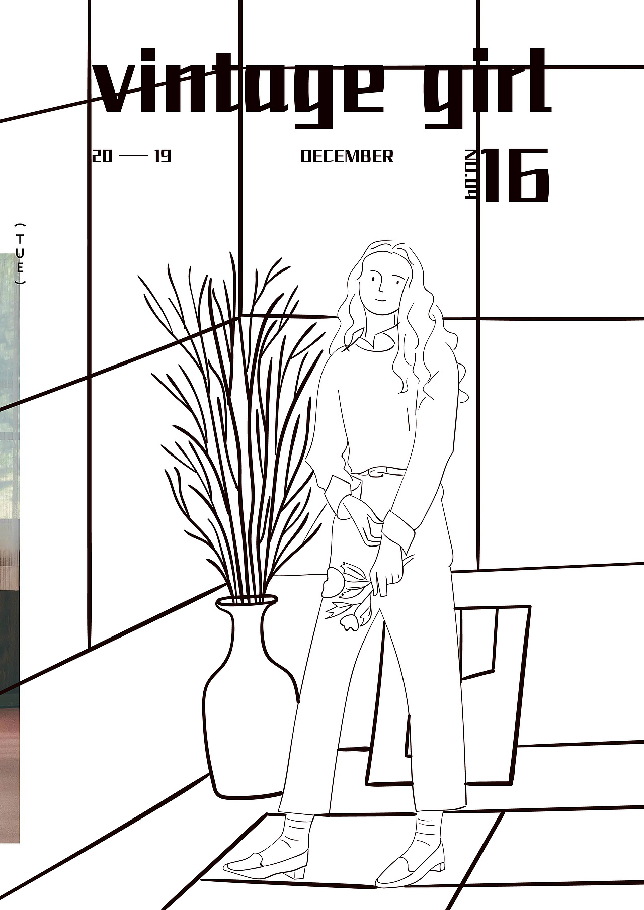 vintage girl 复古女孩插画