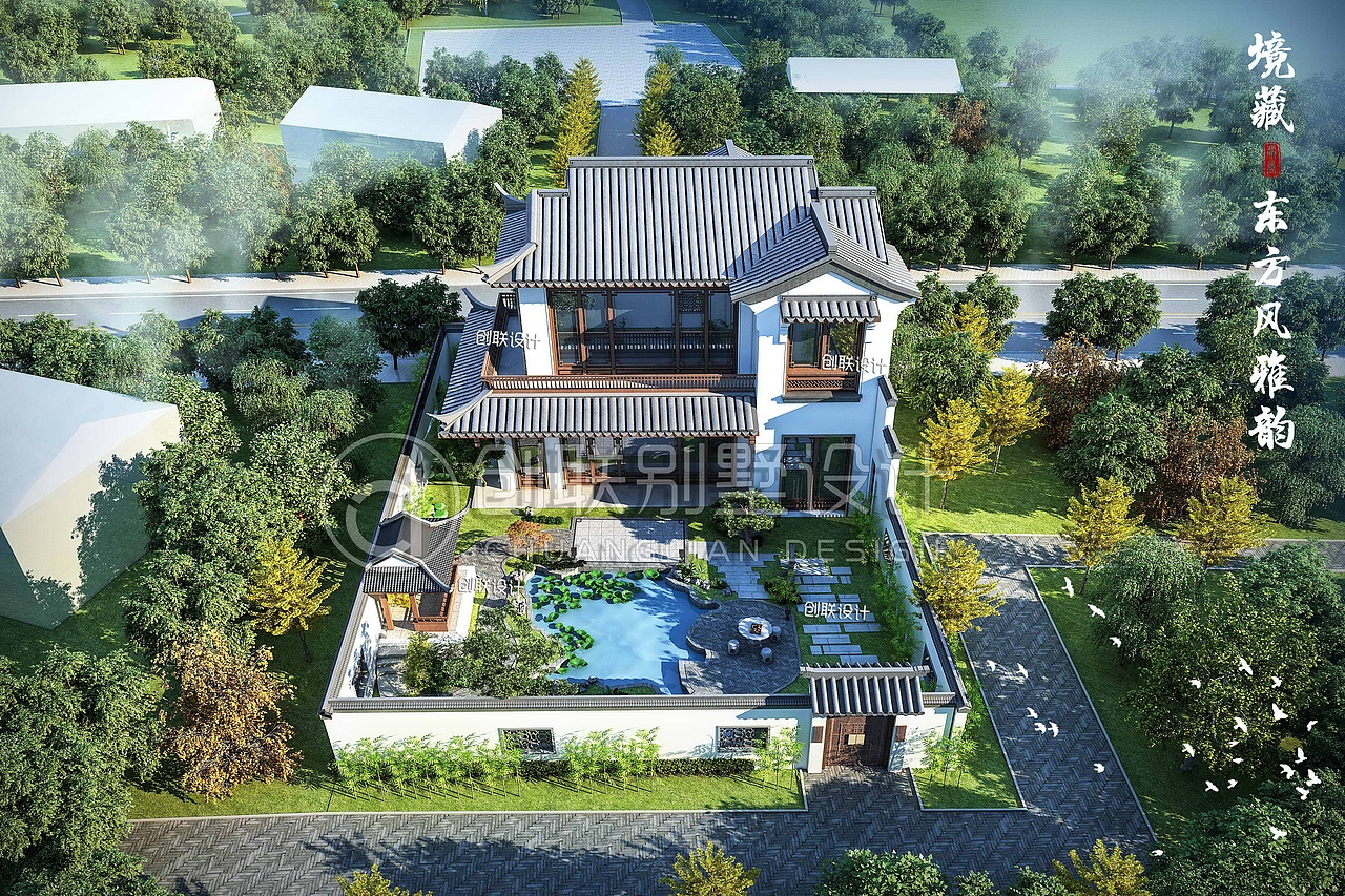 中式合院别墅建筑设计（图ZMjI2ODYyNjMy） - 建筑/空间 - 站酷设计师创联建筑原创素材 - 站酷ZCOOL