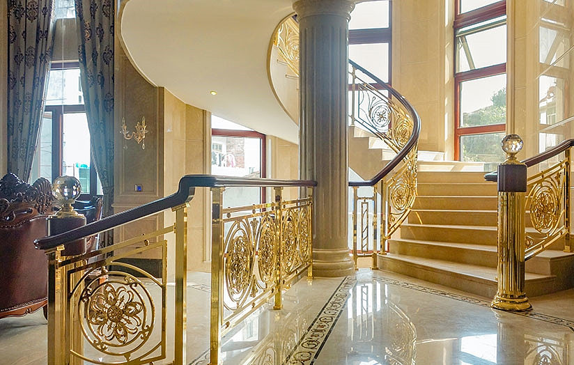 酒吧铜板楼梯护栏订制款式 铜板雕刻护栏 款式新颖