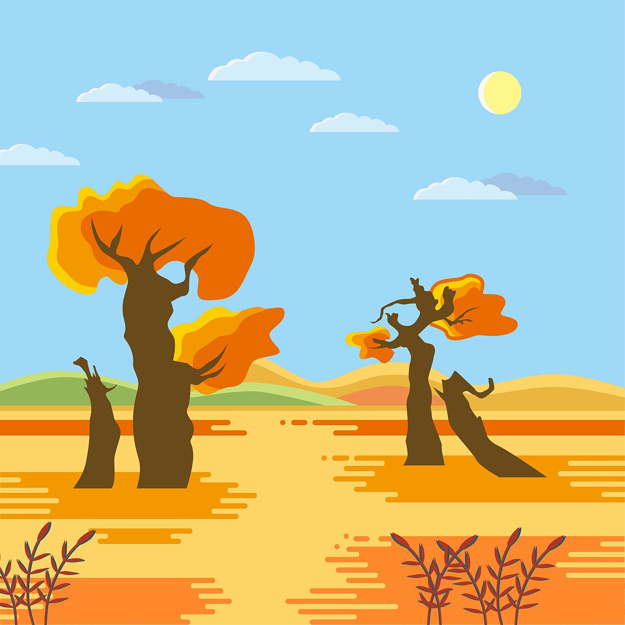 扁平风格树|插画|创作习作|兔芋泥_原创作品-站酷(zcool)