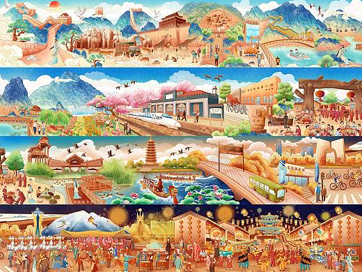 延之游历图——北京延庆全景长卷插画