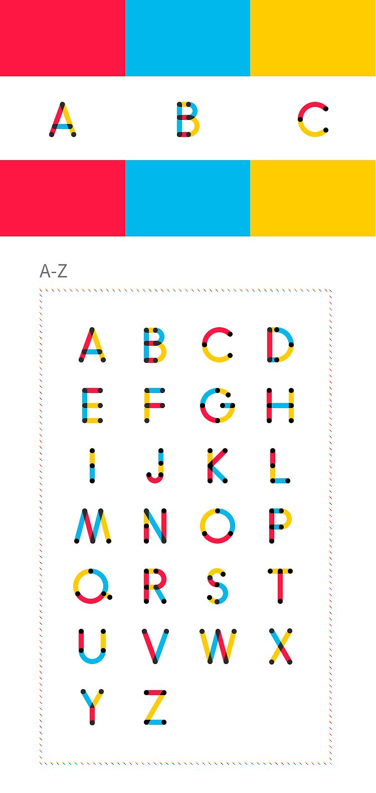 红黄蓝A-Z字体设计（图ZMTAxMTYyOTQ0） - 字体/字形 - 站酷设计师王二麻子1234原创素材 - 站酷ZCOOL