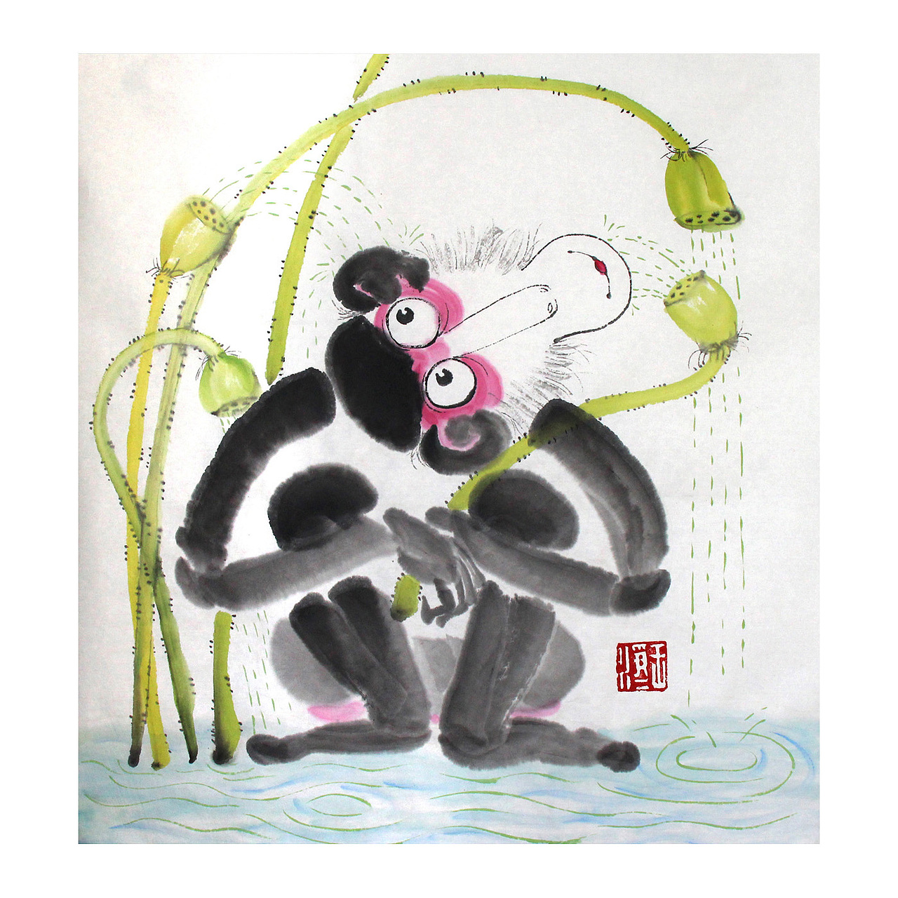 画儿晴天猴年生肖创意纸本水墨画（图ZMzUzMTg1NDQ=） - 绘画 - 站酷设计师画儿晴天原创素材 - 站酷ZCOOL