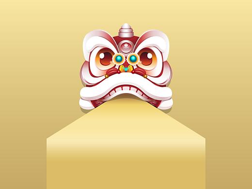 传统元素｜舞狮子头形象｜矢量插画