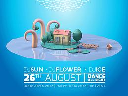 C4D学习练习作品（章鱼小屋）