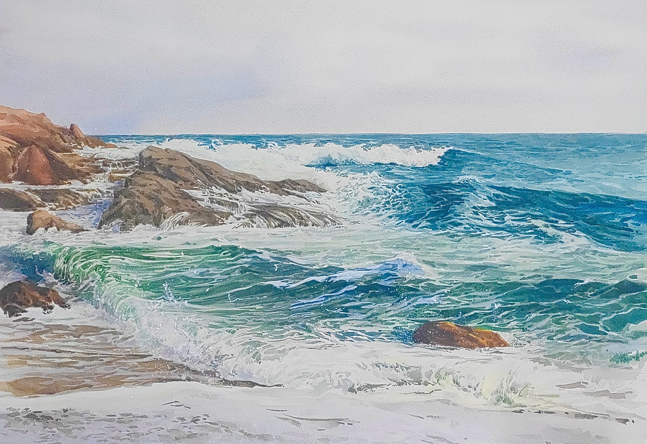 水彩海景威海 |                                              插画