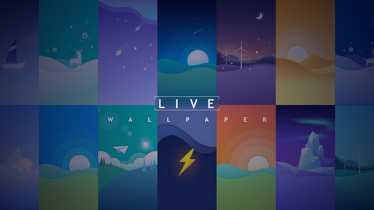 十多个背景设计加背景动效设计，我没有记错的话只花了不到8个工作日。简单粗暴，效果凑合，已尽自己最大的能力（动效在我的上一个作品集2014-2016中可以看到）。请上天赐我一个和专业的插画师&动效设计师合作的机会。