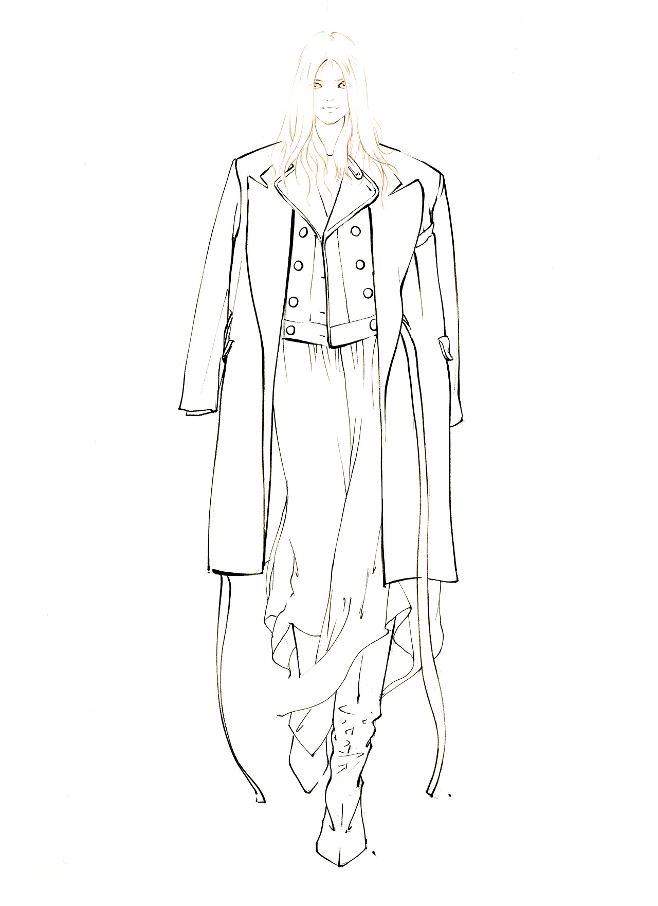 服装设计考研手绘——毛呢面料步骤