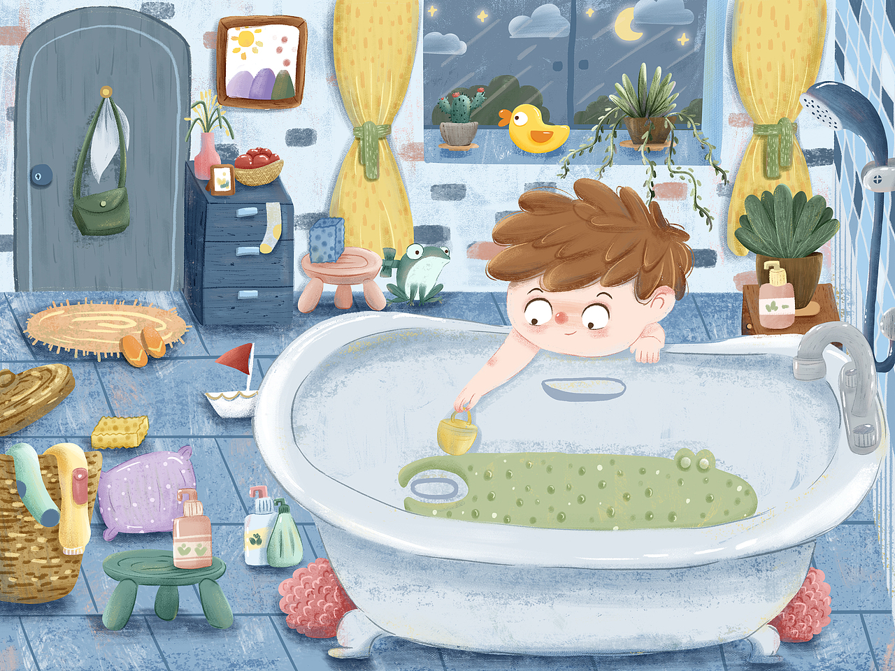 浴室玩耍（图ZMjMyMTE4Njg4） - 儿童插画 - 站酷设计师DP大潘原创素材 - 站酷ZCOOL