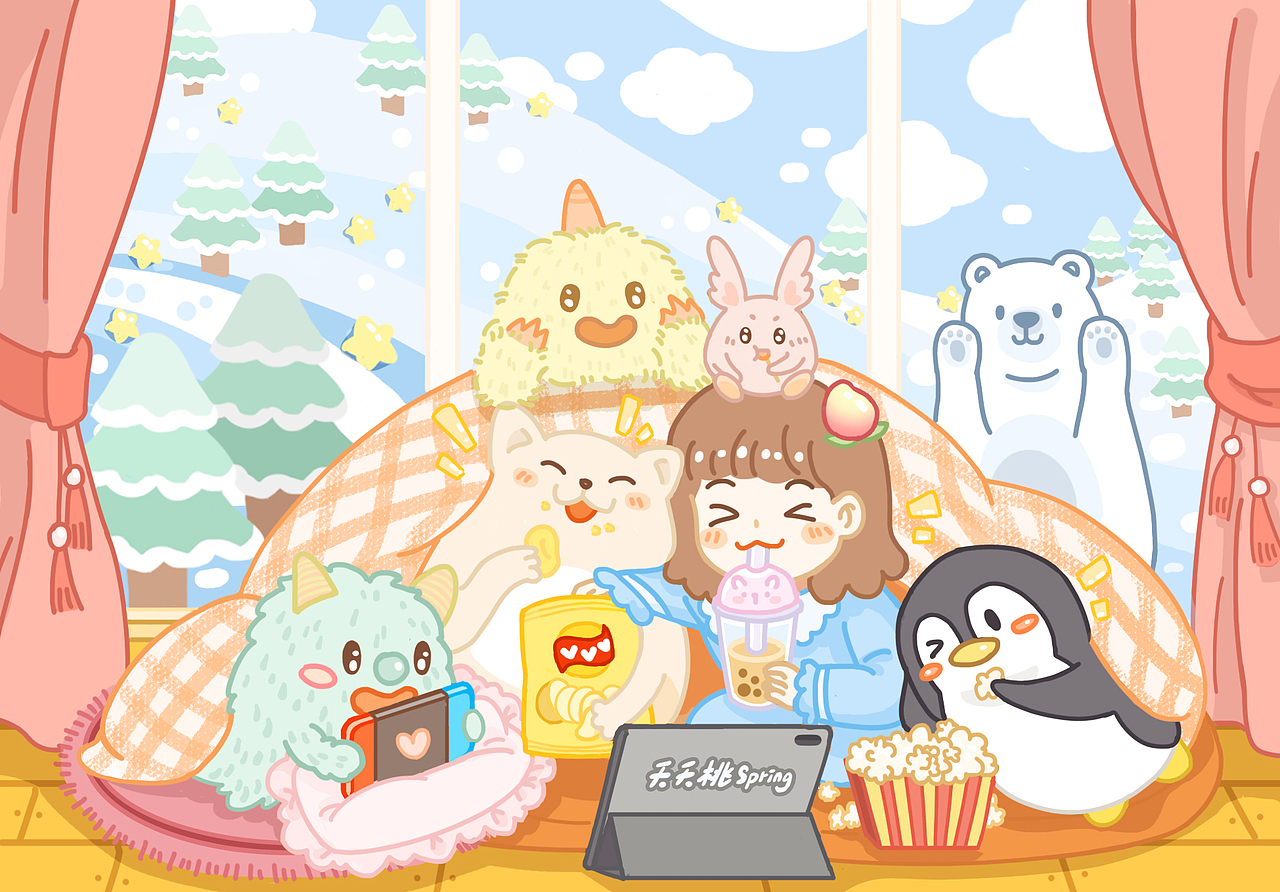 小寒❄️最冷的日子来啦（图ZMjM4NTI2NzEy） - 商业插画 - 站酷设计师夭夭桃Spring原创素材 - 站酷ZCOOL