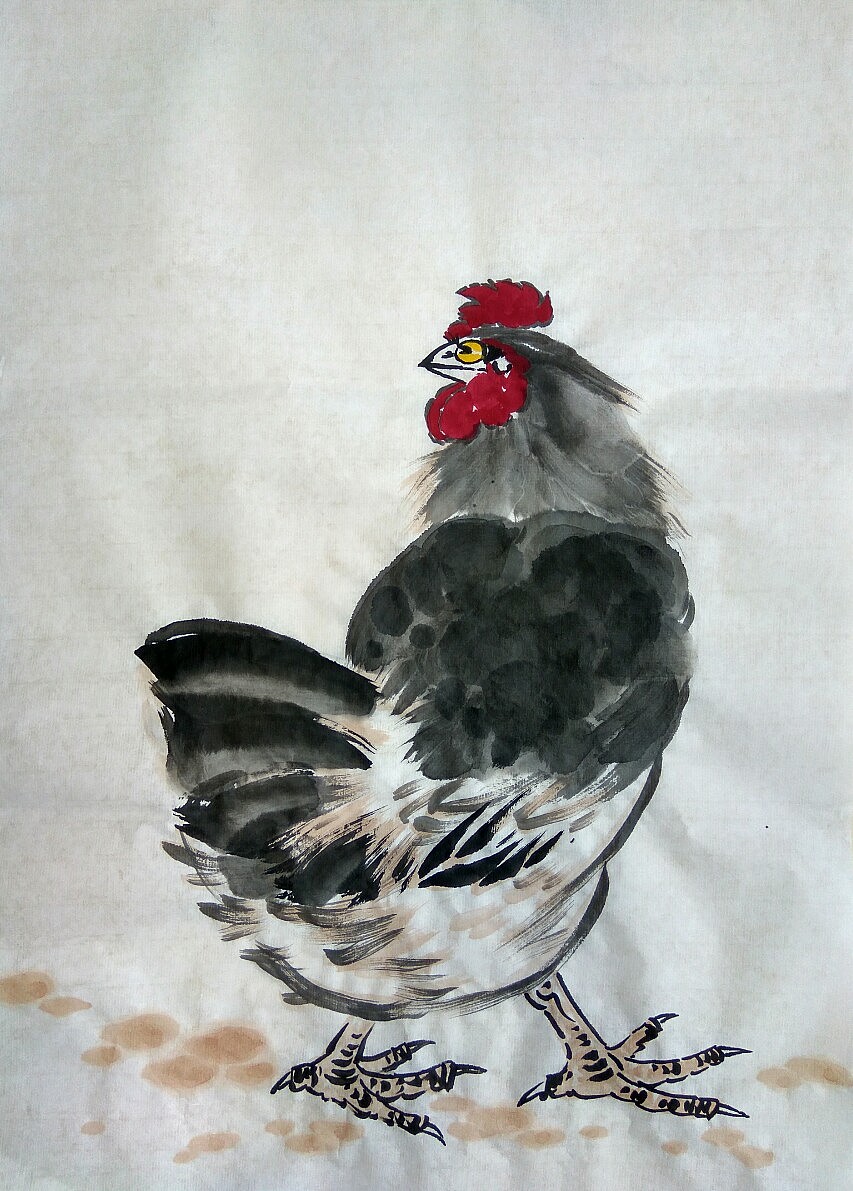 国画百鸡图