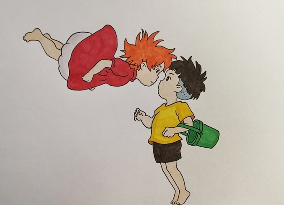 宗介与波妞插画绘制