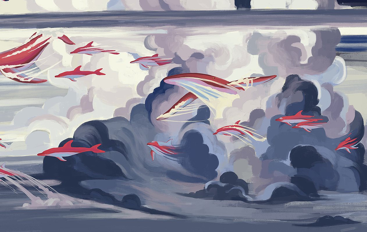 大佛、鲸鱼、瀑布