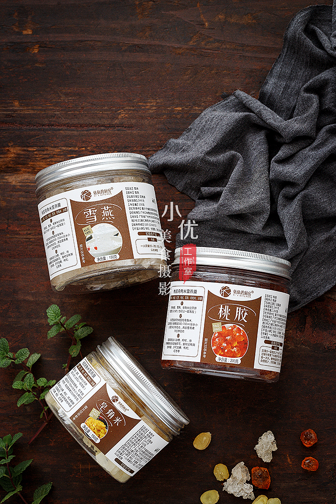 静物美食摄影 复古风 中国风 桃胶皂角米雪燕糖水组合