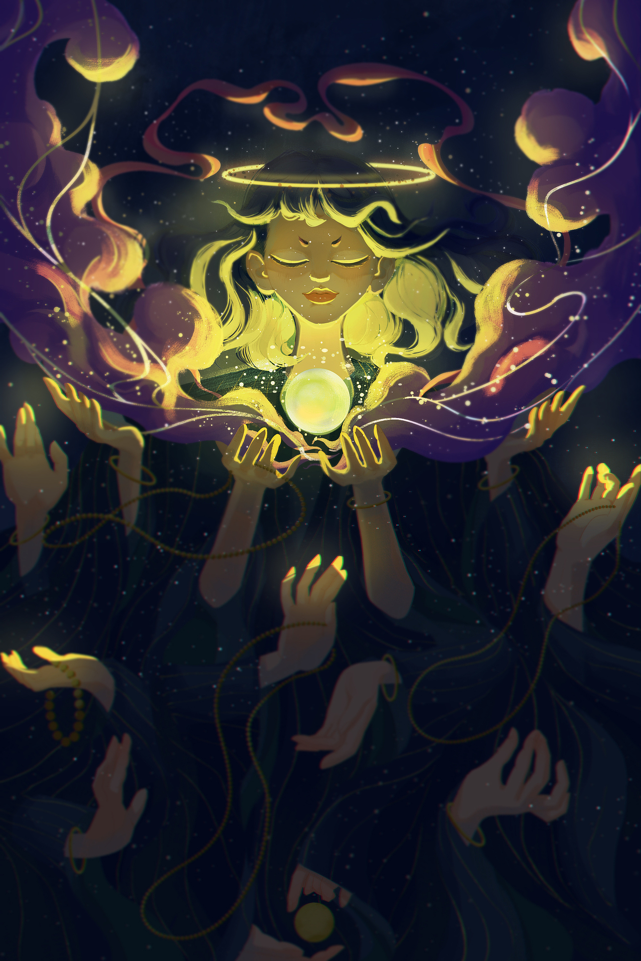 面壁思过祈雨的少女大佛大佛举报收藏分享原创作品插画商业插画神明