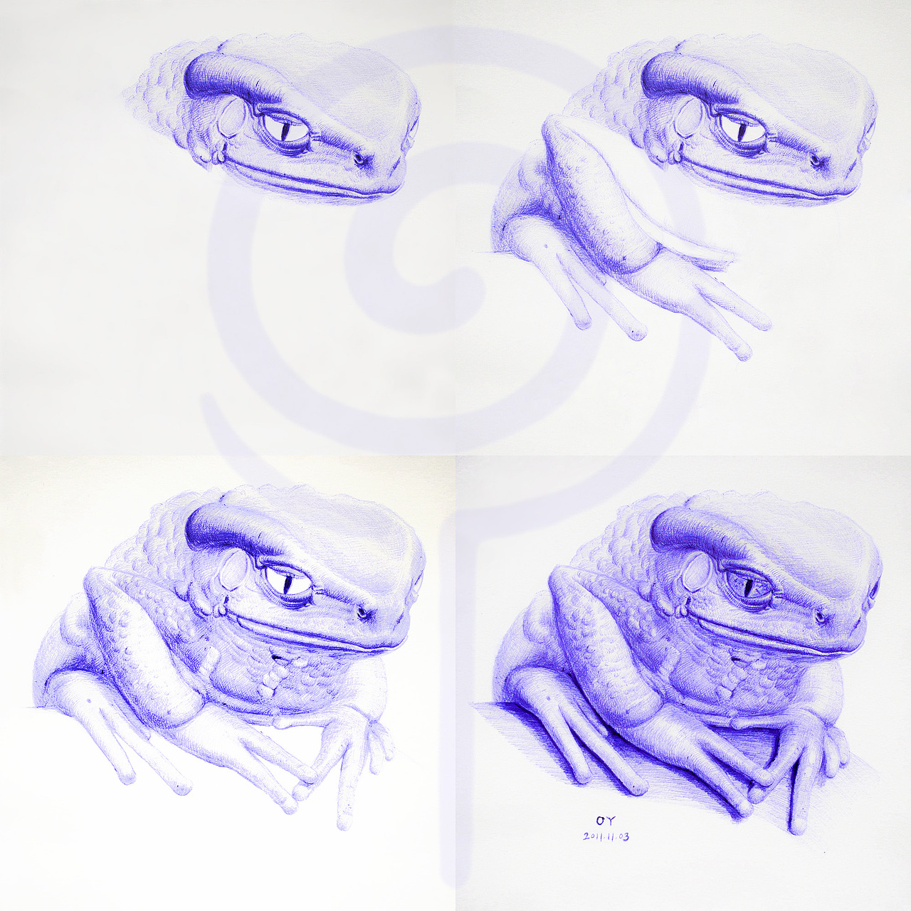 OY圆珠笔画:小猫小狗小青蛙