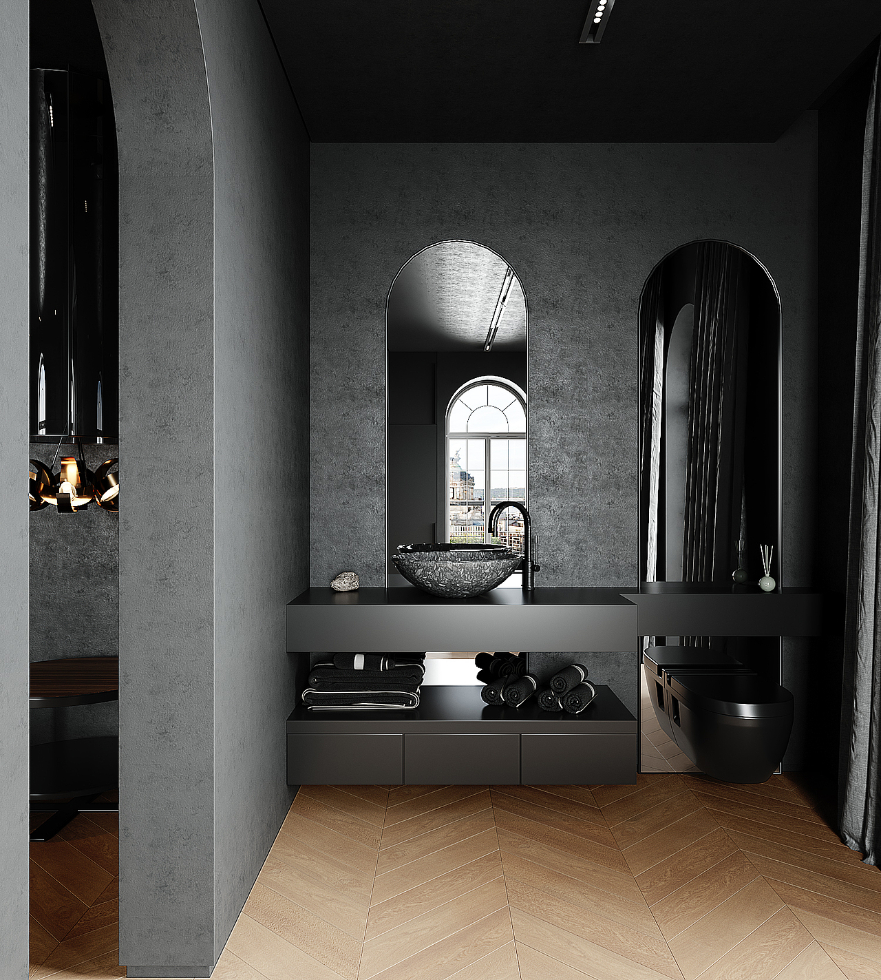 高级黑公寓效果图