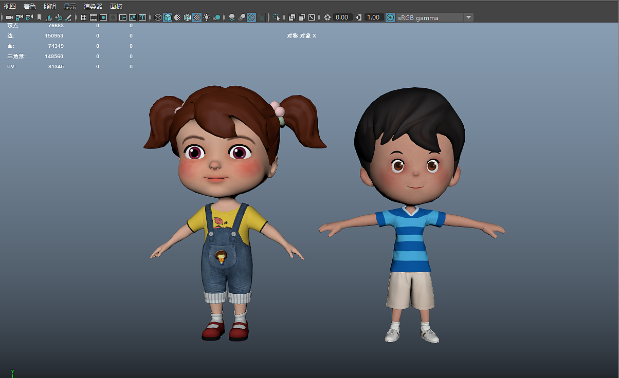 卡通人物三维建模动画角色三维人物小男孩卡通形象设计