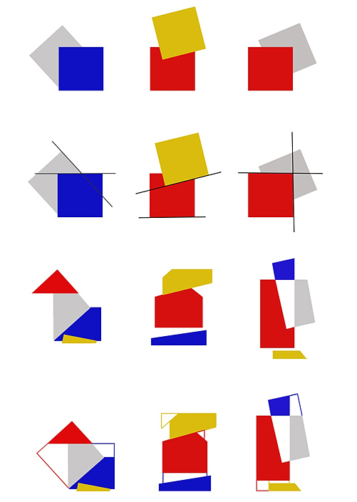 运用风格派语言将最原始的几何形体进行分割重组