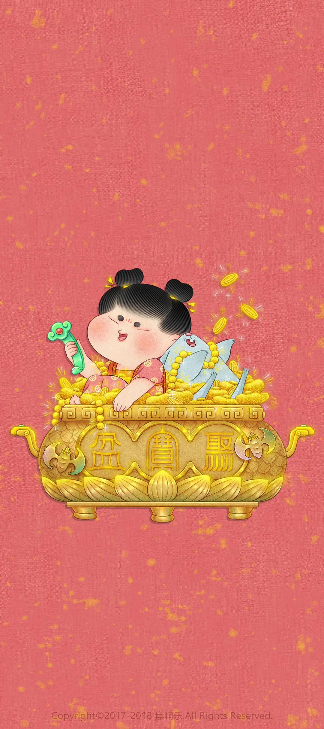 胖脸吉祥元旦壁纸聚宝盆