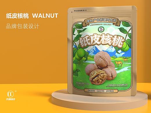 纸皮核桃包装袋设计手绘