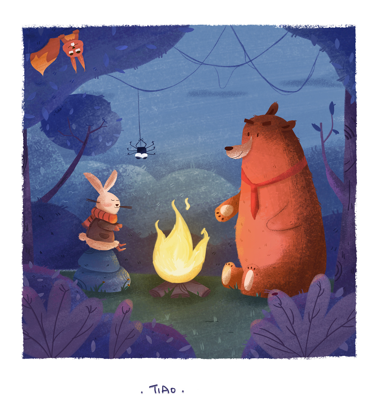夜晚的篝火|插画|儿童插画|薯条tiao - 原创作品 - 站酷 (zcool)
