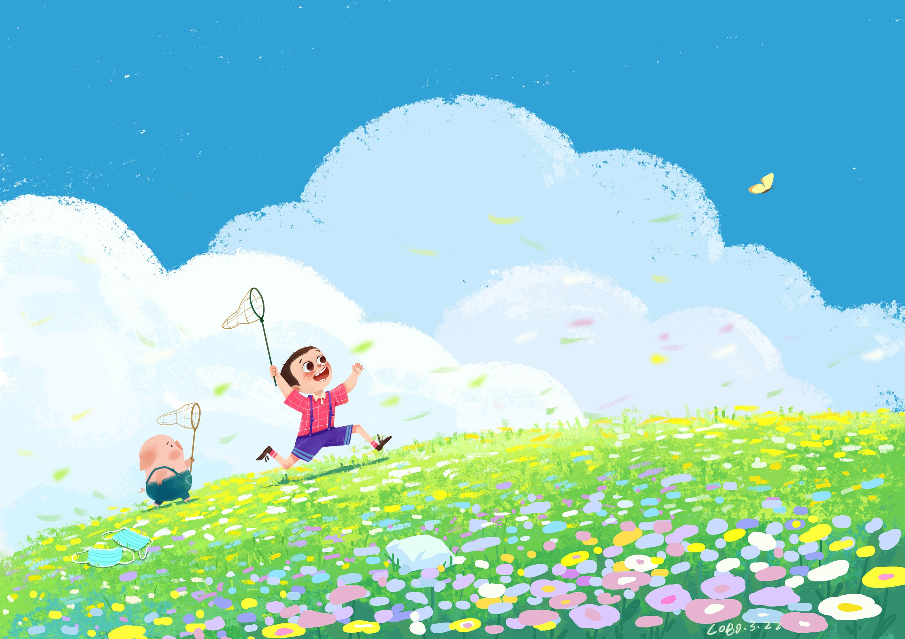 春天放风筝的可爱女孩|插画|儿童插画|心悦悠静 - 原创作品 - 站酷 (ZCOOL)
