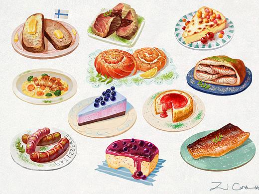 芬兰美食插画创作