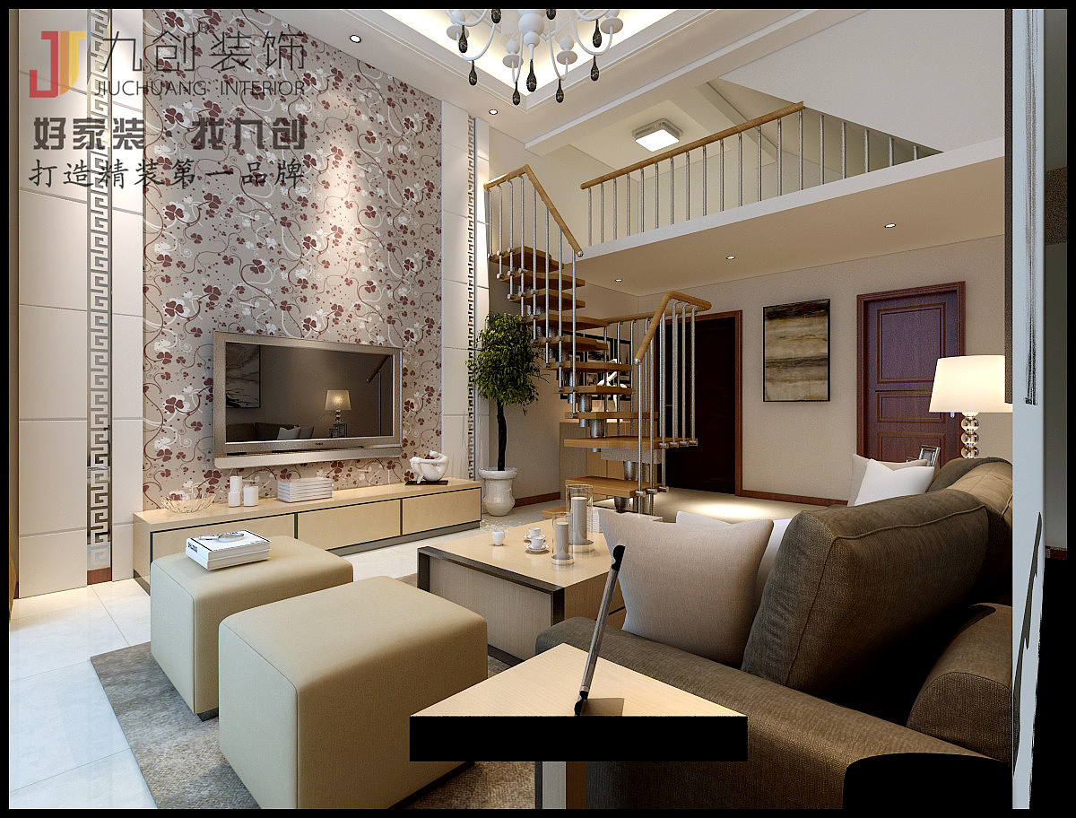 淄博临淄棠悦208㎡两叠装修,淄博别墅装修,现代风格装修设计效果图