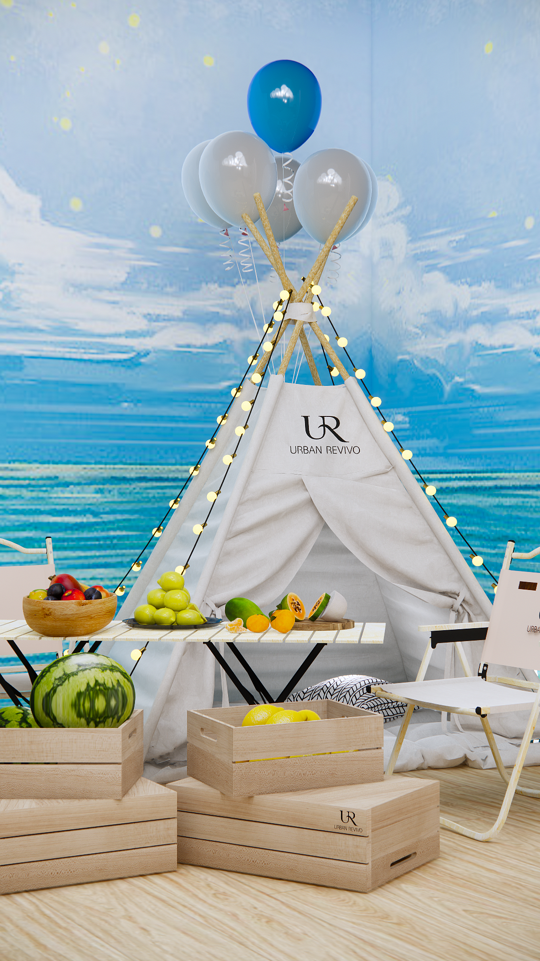 UR直播间海边野营效果（图ZMzAyNzgyNDU2） - 休闲/流行服饰 - 站酷设计师场景师Malcolm原创素材 - 站酷ZCOOL