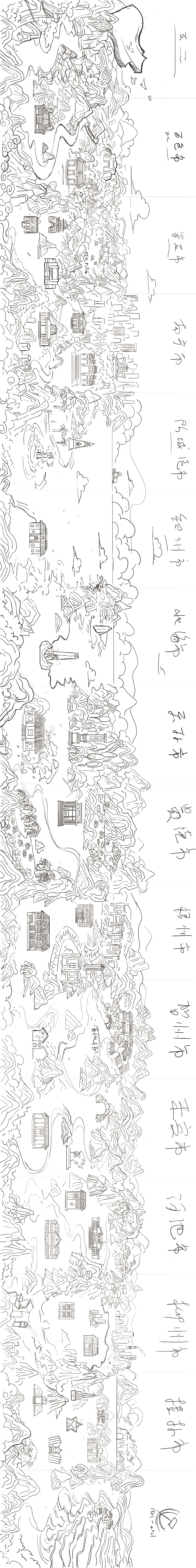 广西红色文化旅游长卷插画