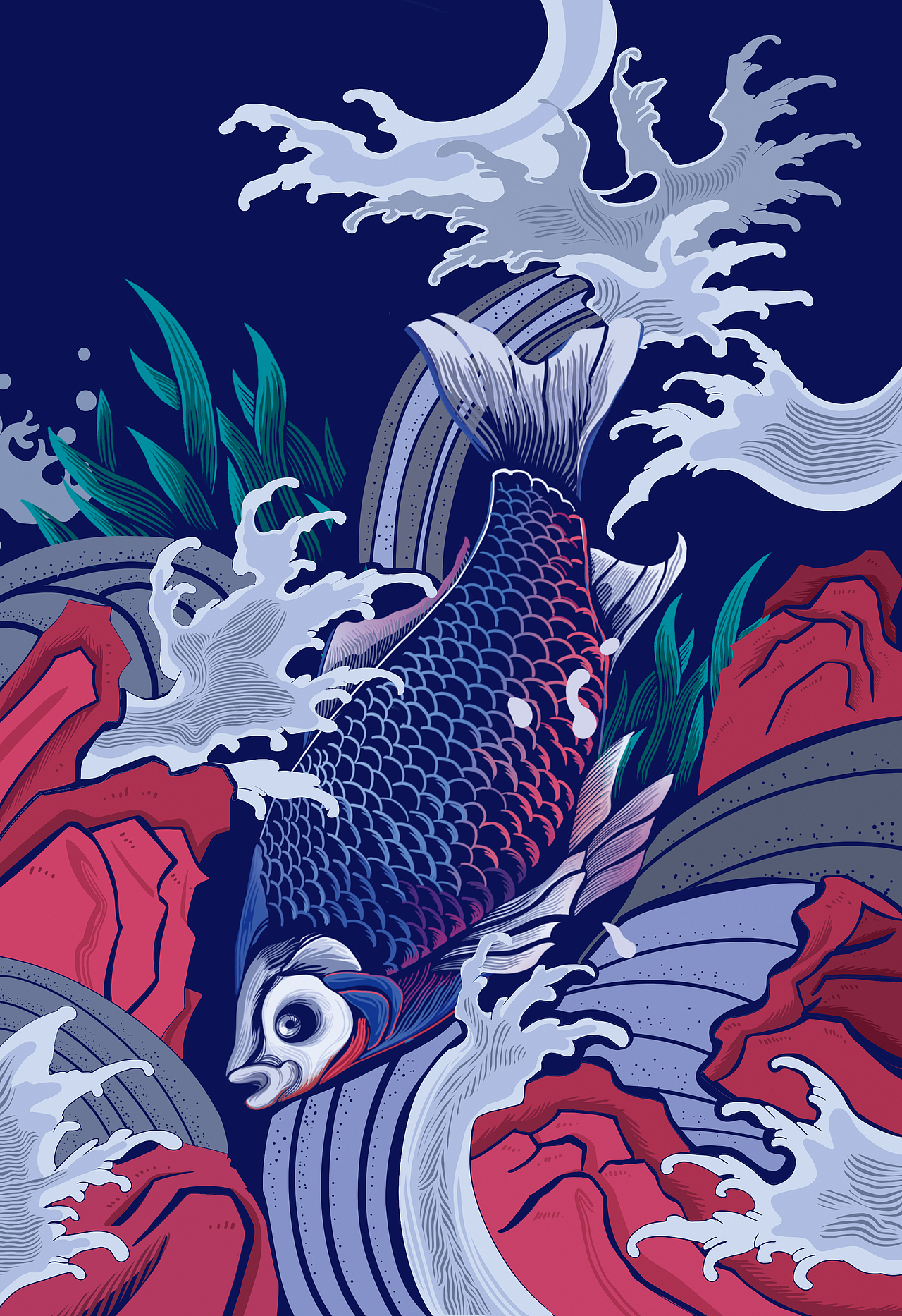 画了条国风的鲫鱼（图ZMTk4NzIxMzA4） - 商业插画 - 站酷设计师萌猪童画原创素材 - 站酷ZCOOL