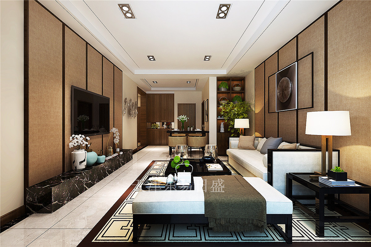 格调临泉新中式风格129平米客厅装修效果图