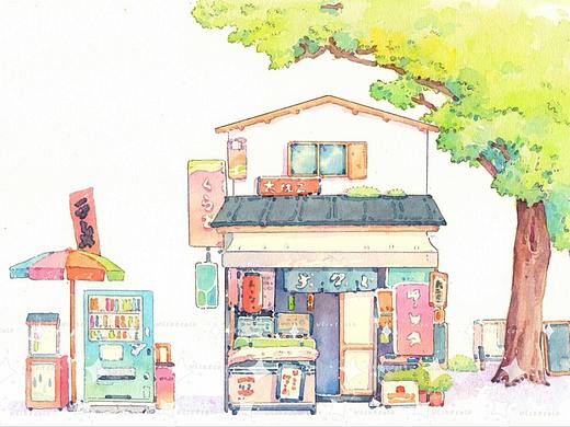 水彩插画|和纸胶带|和风街景