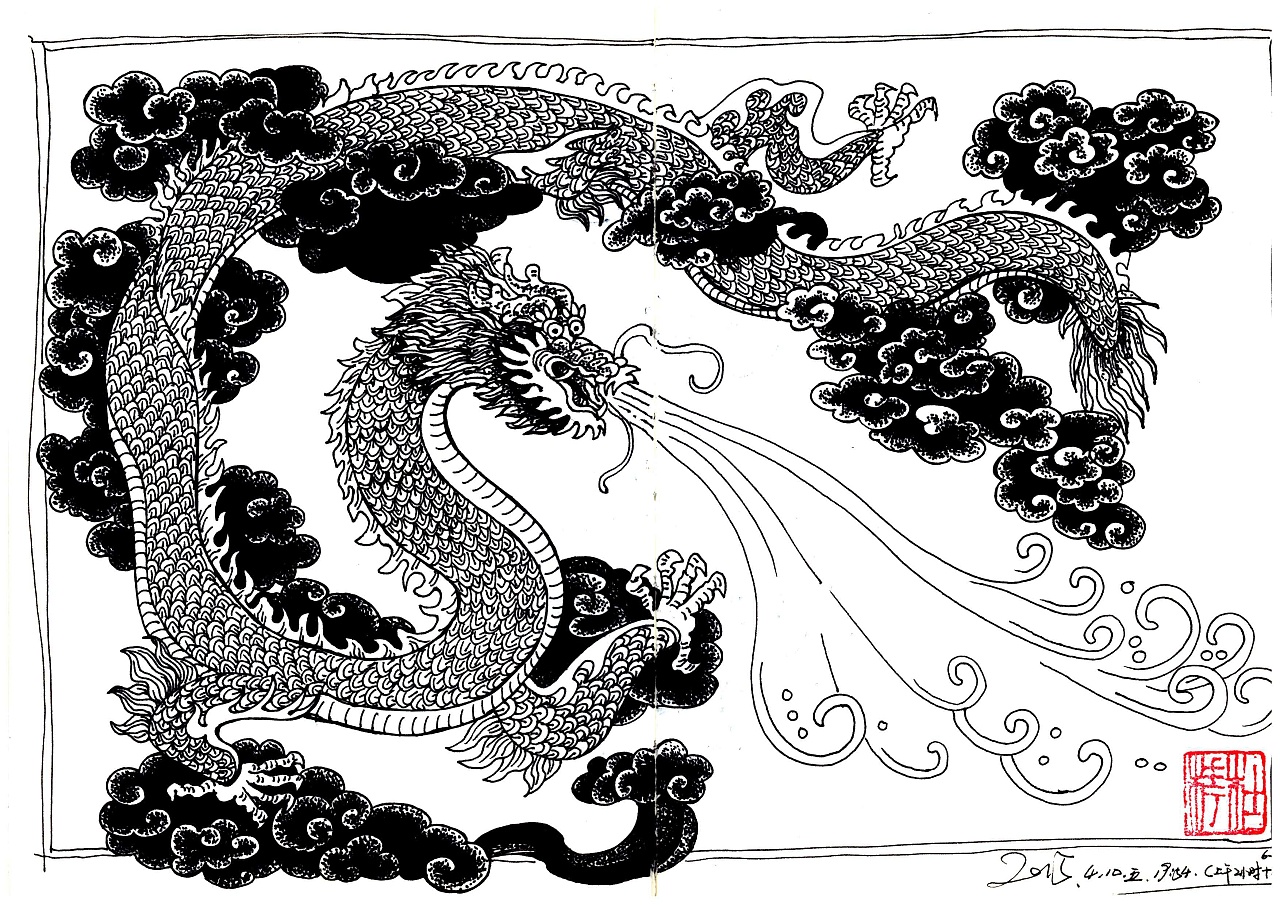 中国风传统插画线稿图