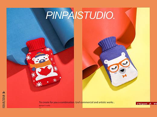 暖手袋彩纸撞色简约风#品拍传媒